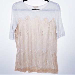 Anthropologie Bordeaux Lace Tee